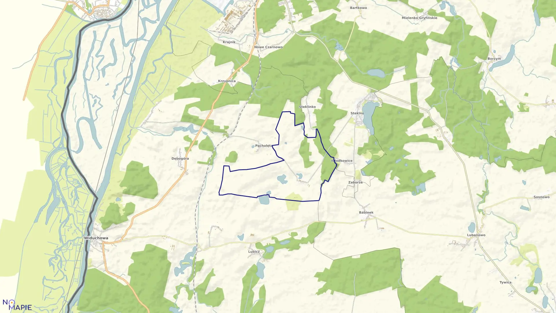 Mapa obrębu Czarnówko w gminie Widuchowa