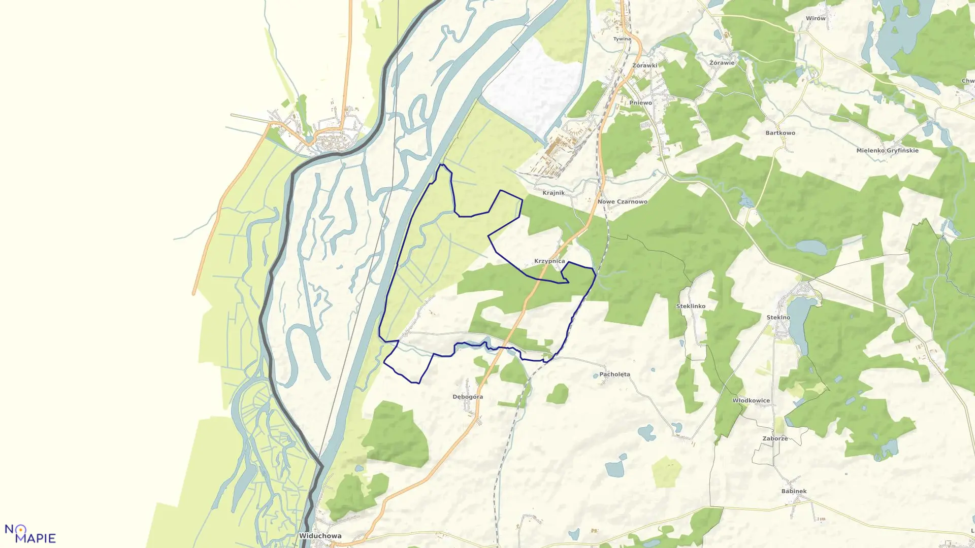 Mapa obrębu Marwice w gminie Widuchowa